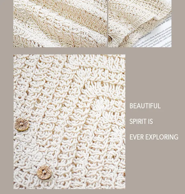 Women Sleeveless Tank Top Crochet Boho Camisole Crop Top Coconut Shell Button