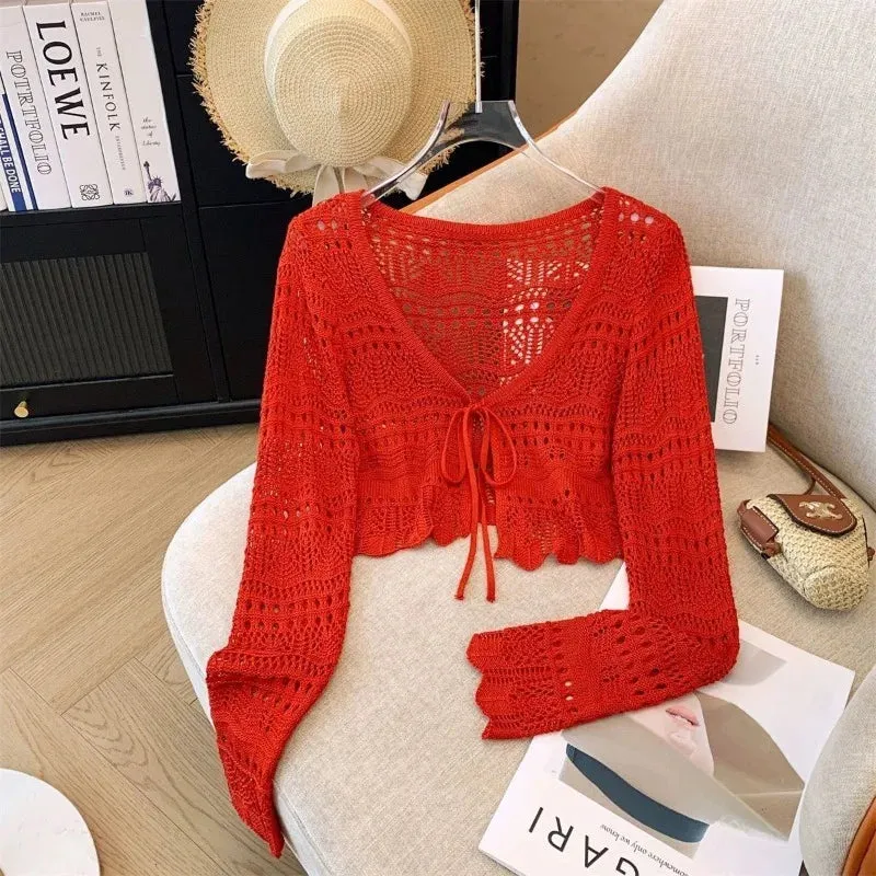 Women's Hollow-Out Crochet Sun Protection Cardigan Sweater
