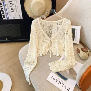 Women's Hollow-Out Crochet Sun Protection Cardigan Sweater