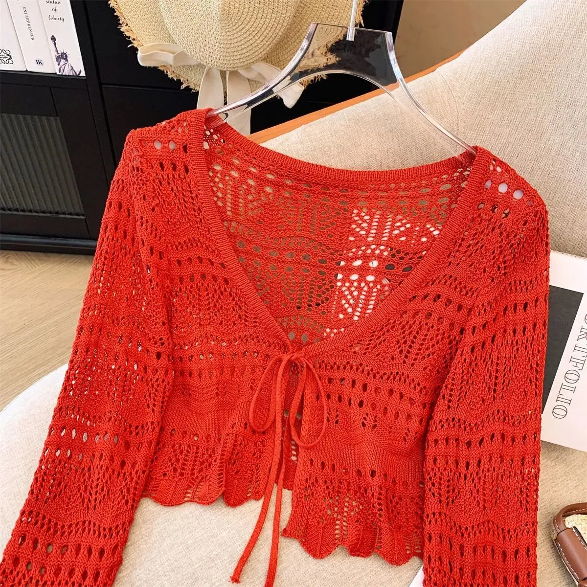 Women's Hollow-Out Crochet Sun Protection Cardigan Sweater