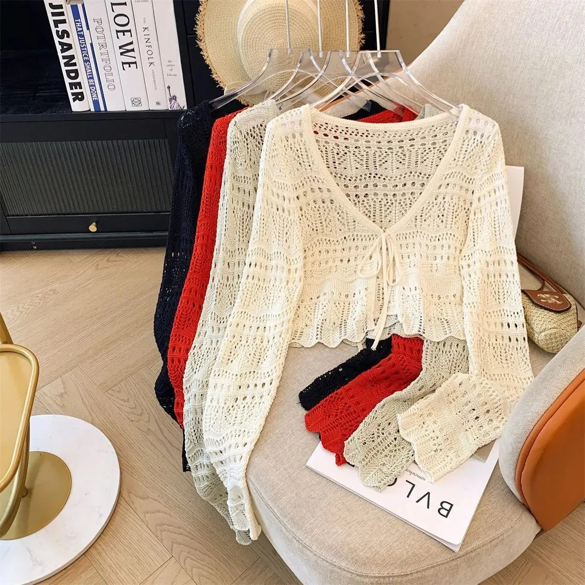 Women's Hollow-Out Crochet Sun Protection Cardigan Sweater