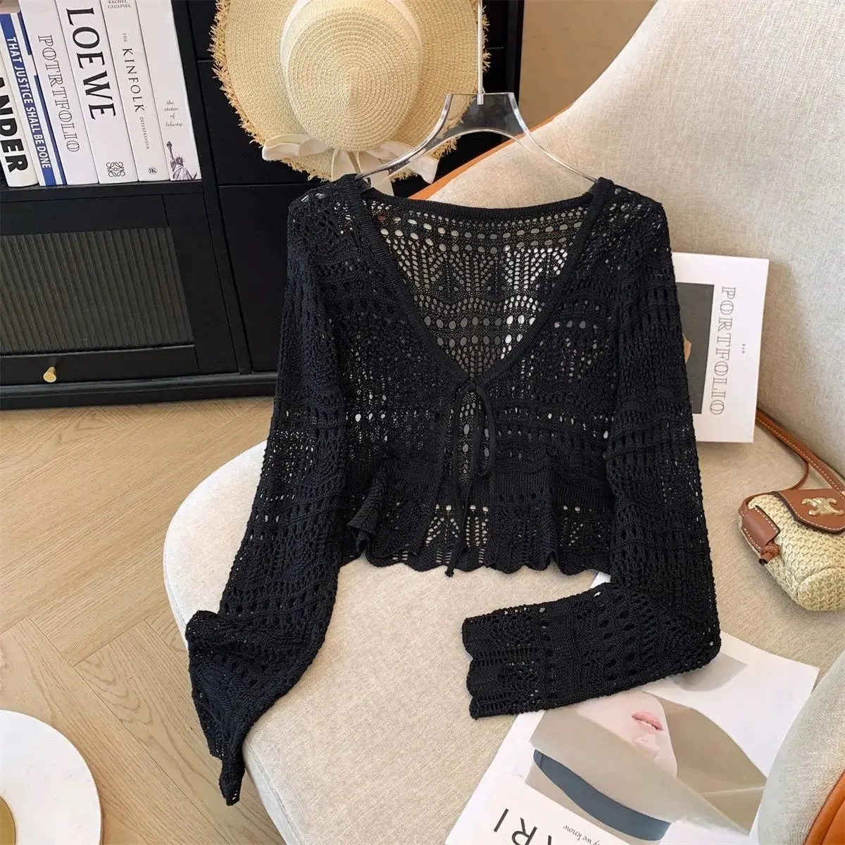 Women's Hollow-Out Crochet Sun Protection Cardigan Sweater