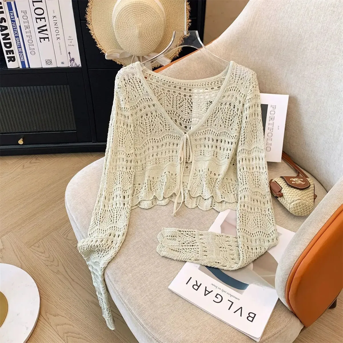 Women's Hollow-Out Crochet Sun Protection Cardigan Sweater