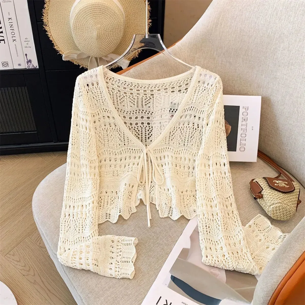 Women's Hollow-Out Crochet Sun Protection Cardigan Sweater