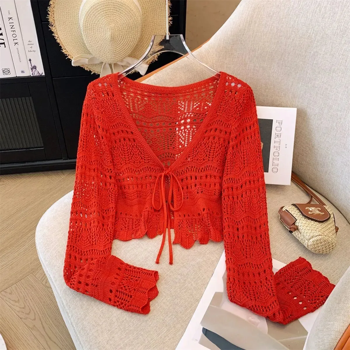Women's Hollow-Out Crochet Sun Protection Cardigan Sweater