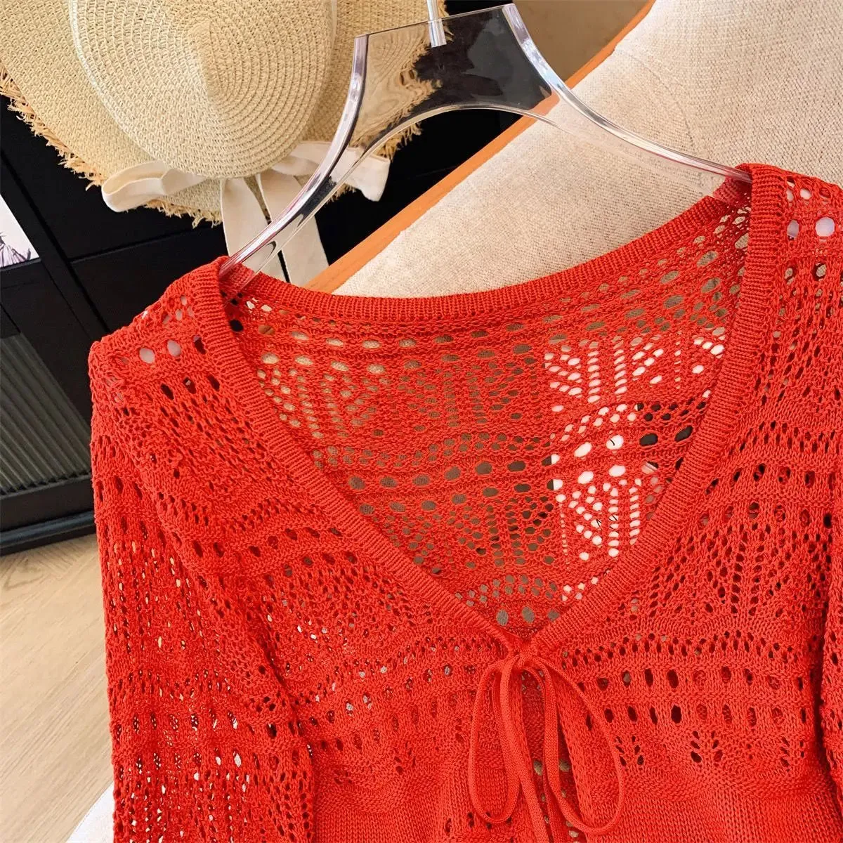 Women's Hollow-Out Crochet Sun Protection Cardigan Sweater