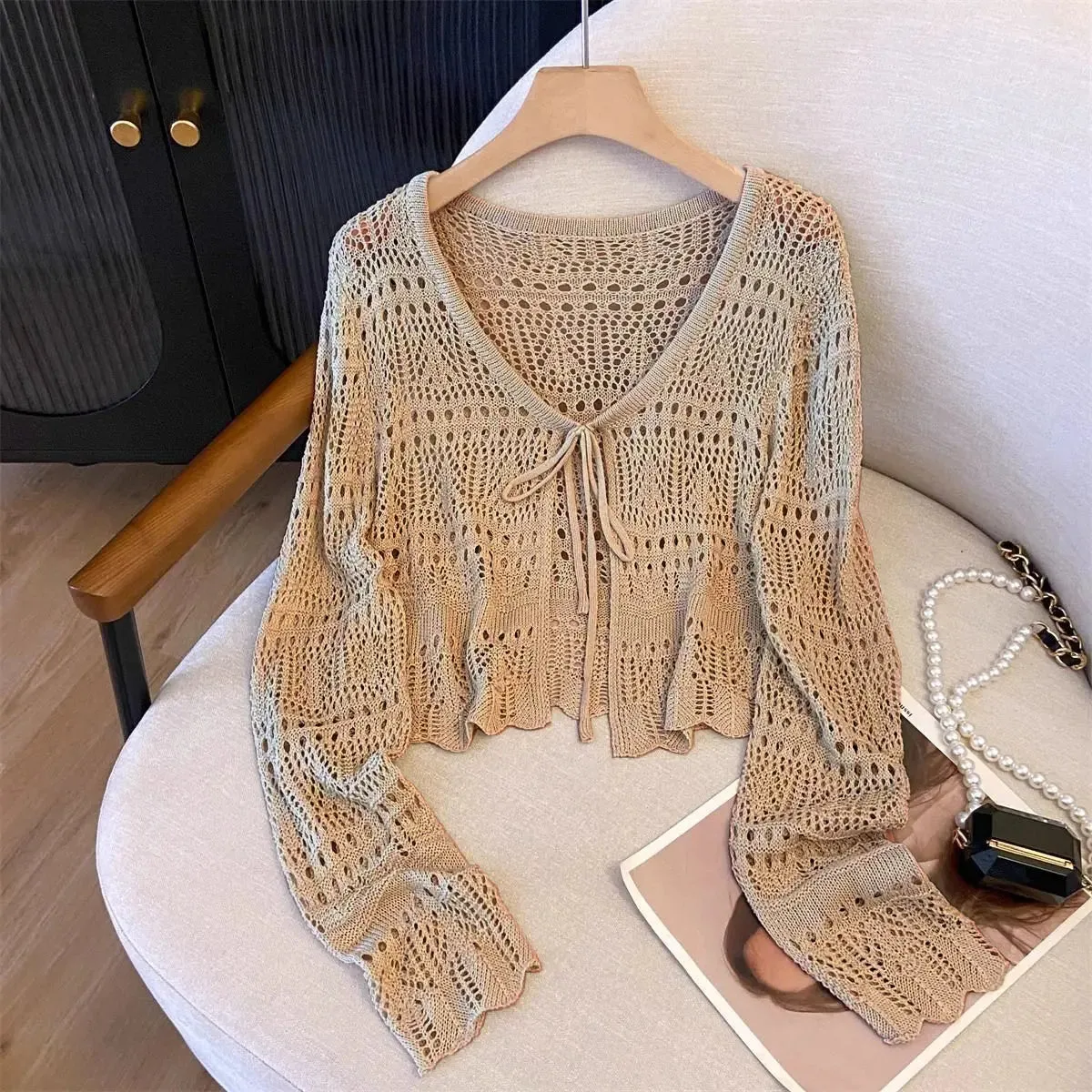 Women's Hollow-Out Crochet Sun Protection Cardigan Sweater