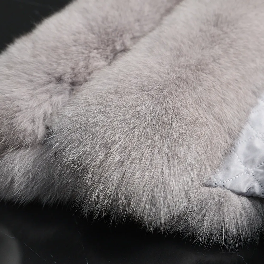 Women's Real Fox Fur Gilet Genuine Natural Fur Light Grey Vest