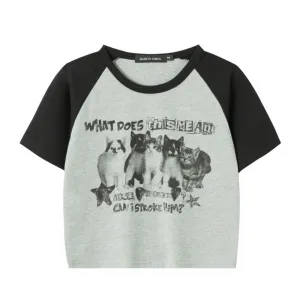 Women's Vintage Cat Print T-shirt