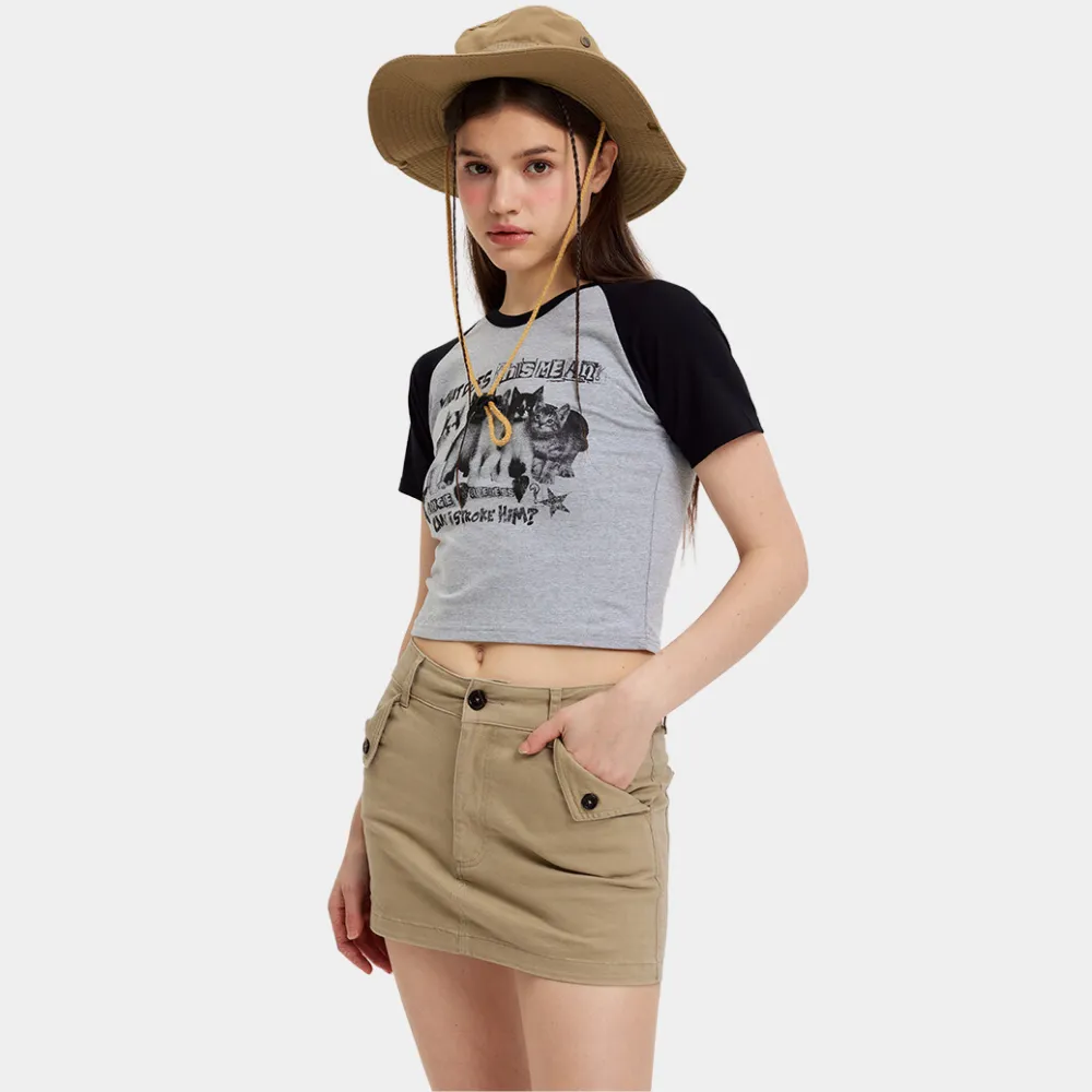 Women's Vintage Cat Print T-shirt