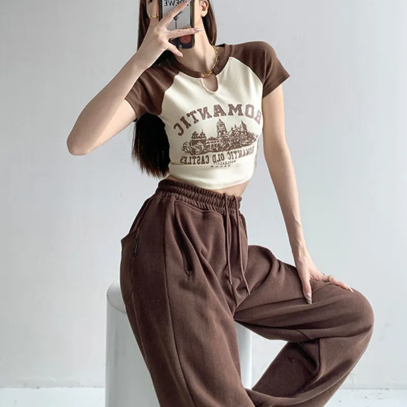 Women's Vintage Print Contrast T-shirt