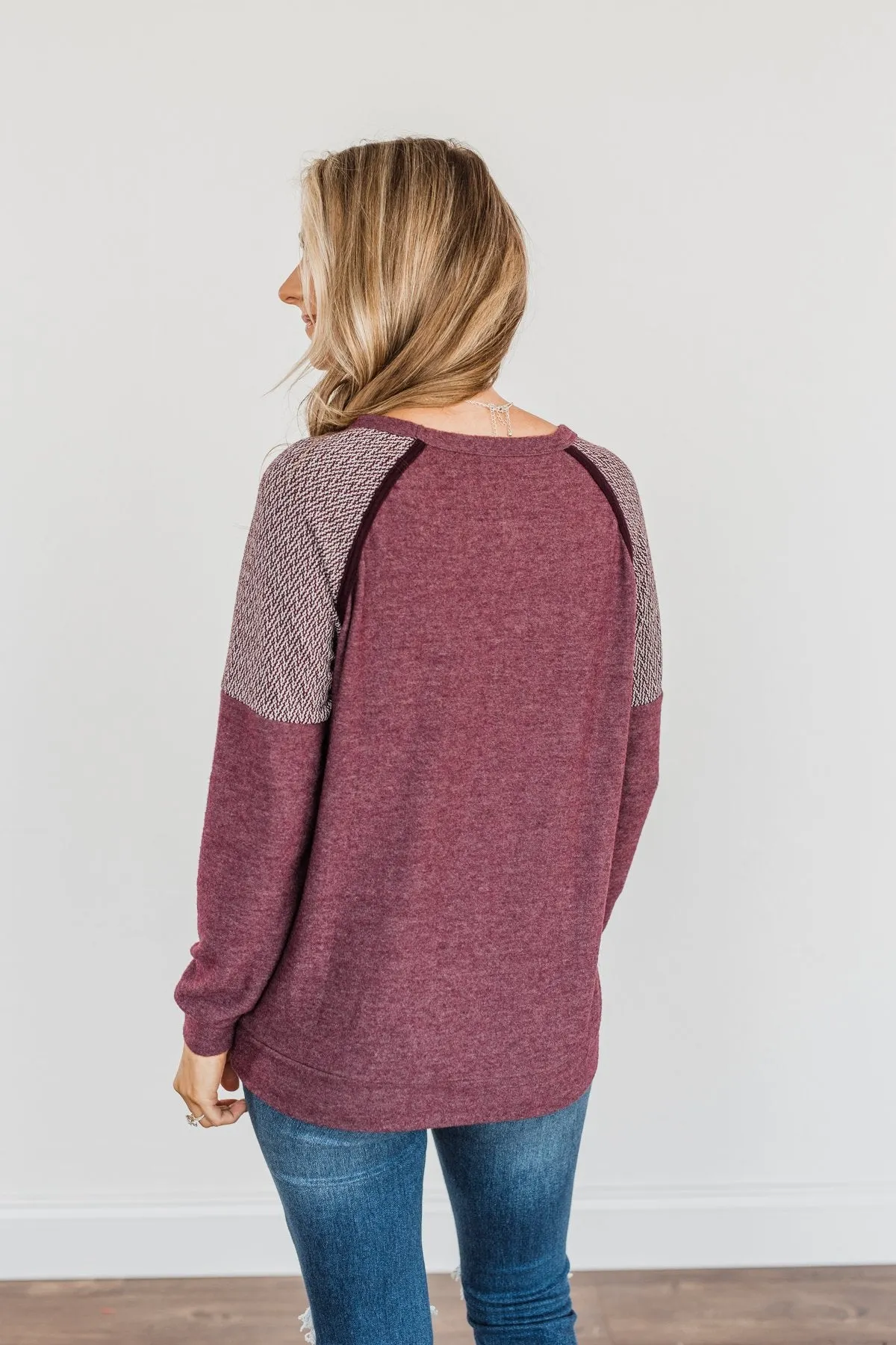 Woodland Darling Long Sleeve Top- Burgundy