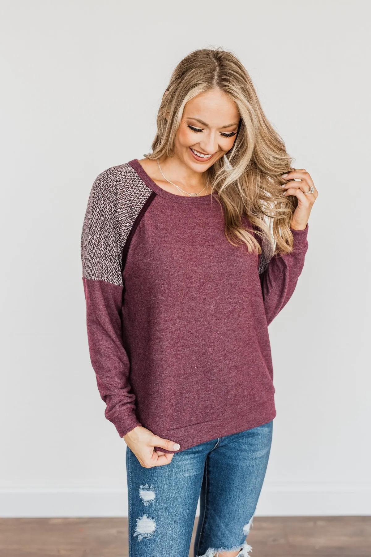 Woodland Darling Long Sleeve Top- Burgundy