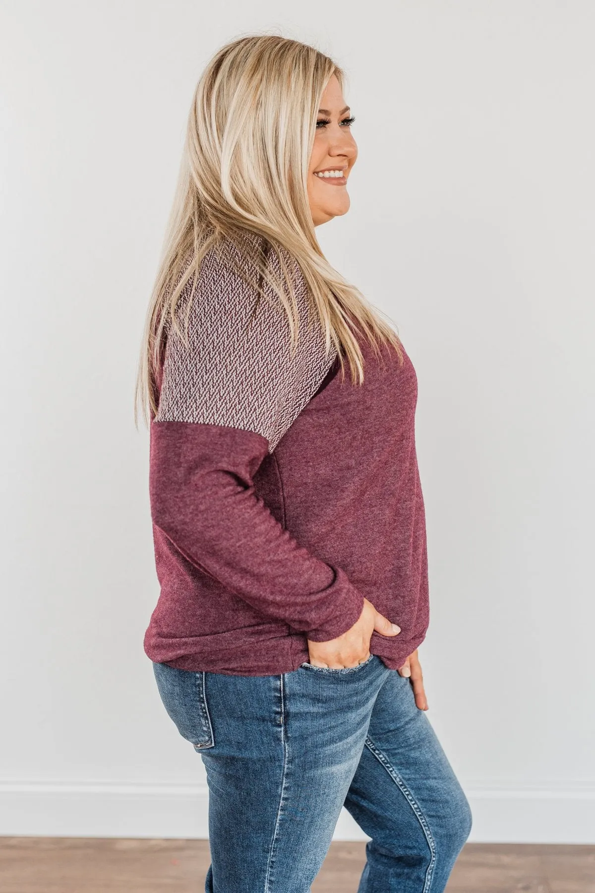 Woodland Darling Long Sleeve Top- Burgundy