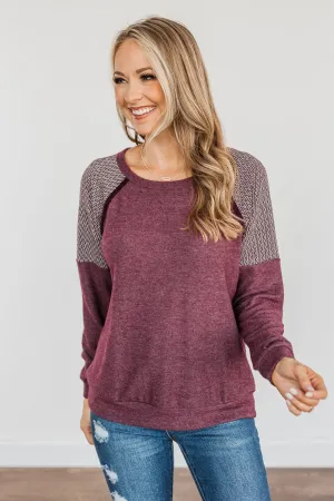 Woodland Darling Long Sleeve Top- Burgundy