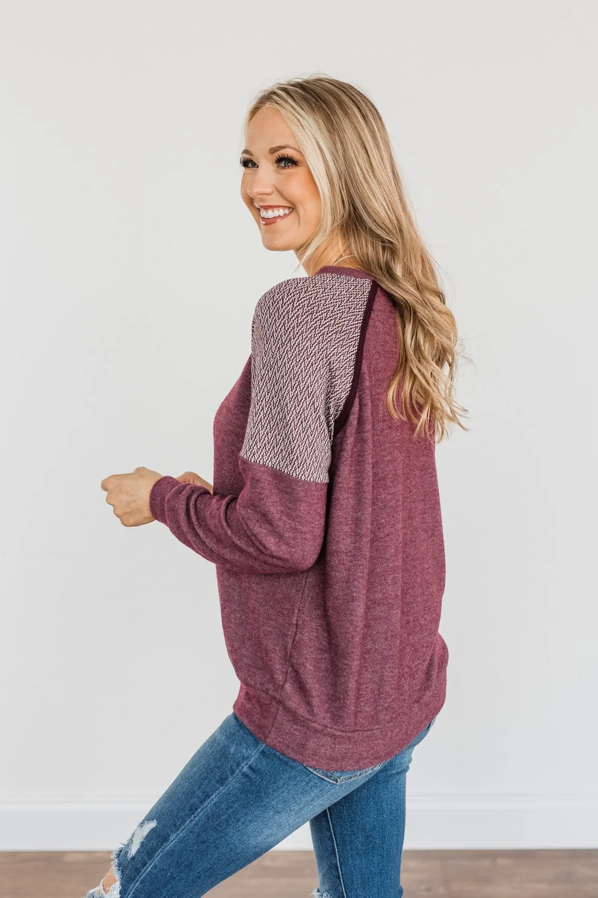 Woodland Darling Long Sleeve Top- Burgundy