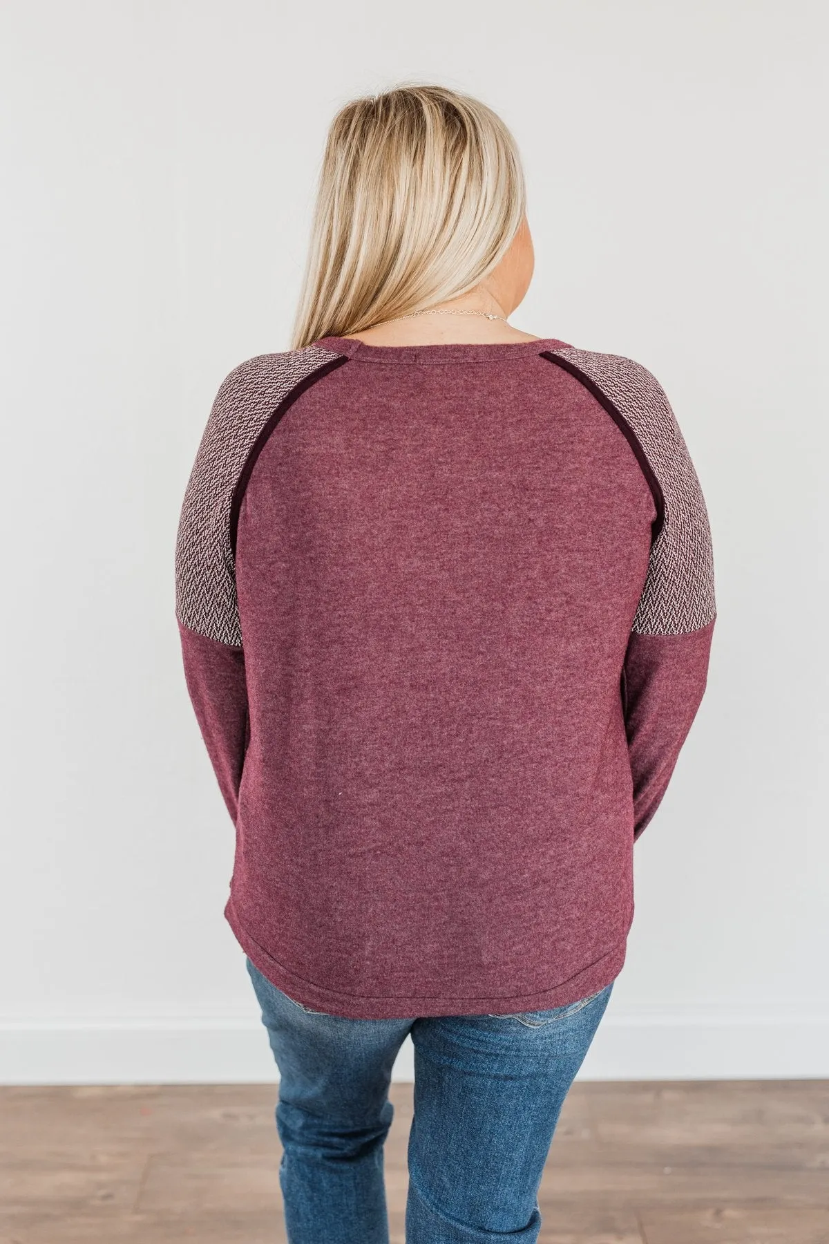 Woodland Darling Long Sleeve Top- Burgundy