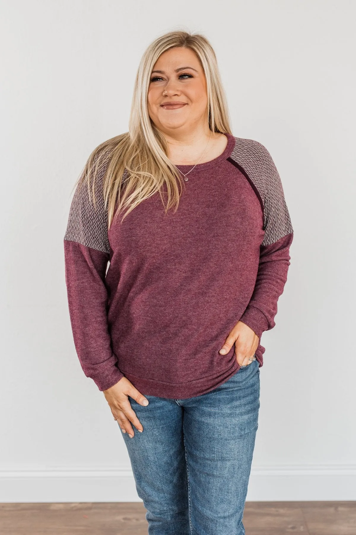 Woodland Darling Long Sleeve Top- Burgundy