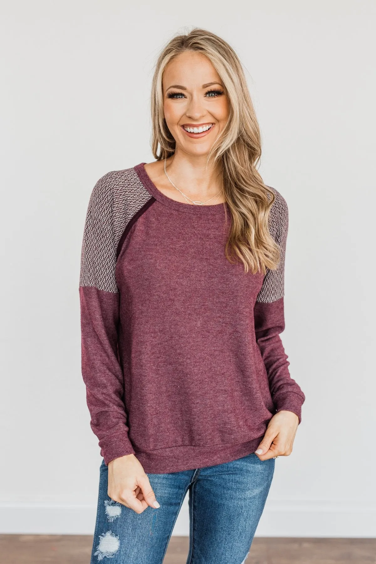 Woodland Darling Long Sleeve Top- Burgundy