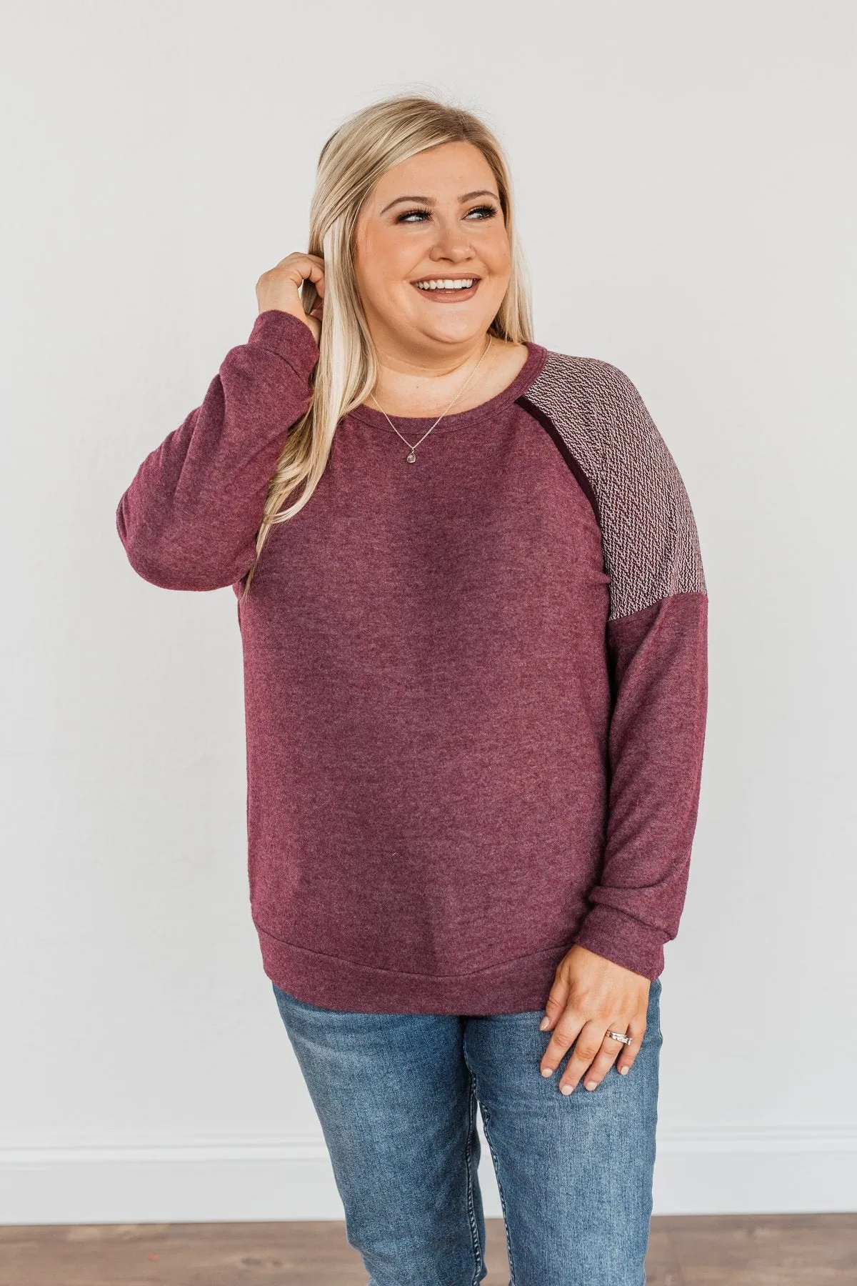 Woodland Darling Long Sleeve Top- Burgundy