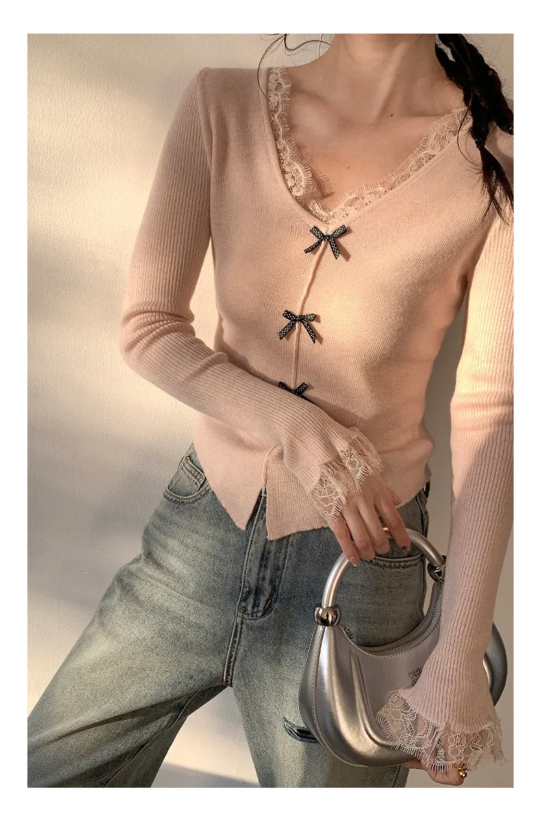 Wool bow sweater