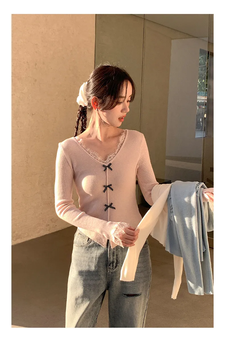 Wool bow sweater