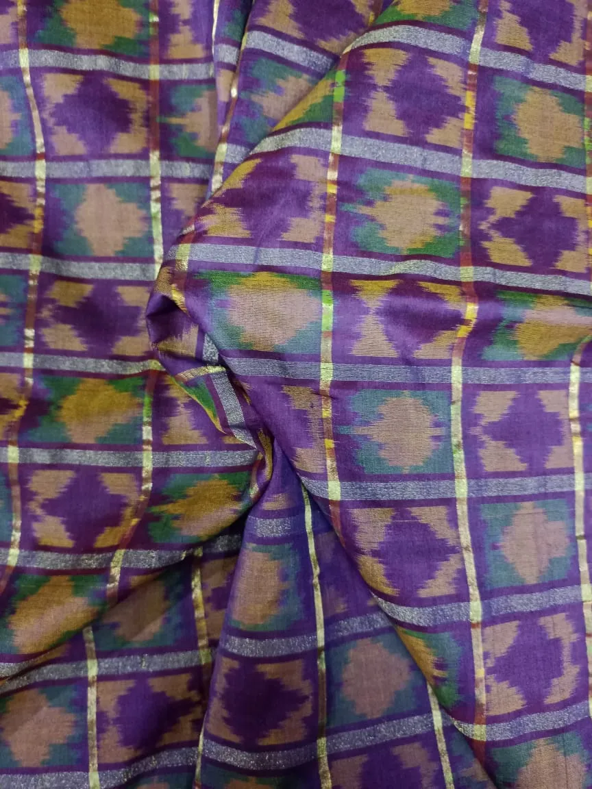 Woven Pure Soft Silk Double Ikat Handloom Fabric