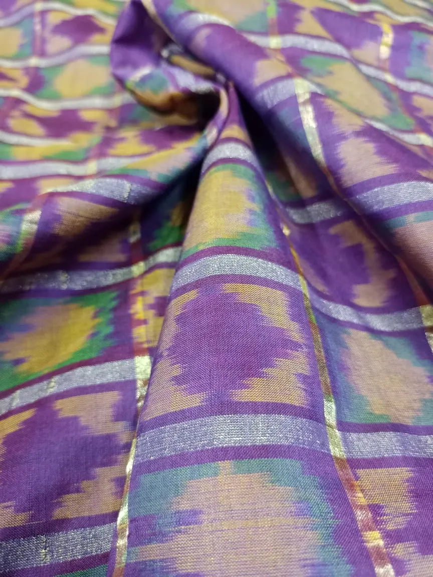 Woven Pure Soft Silk Double Ikat Handloom Fabric
