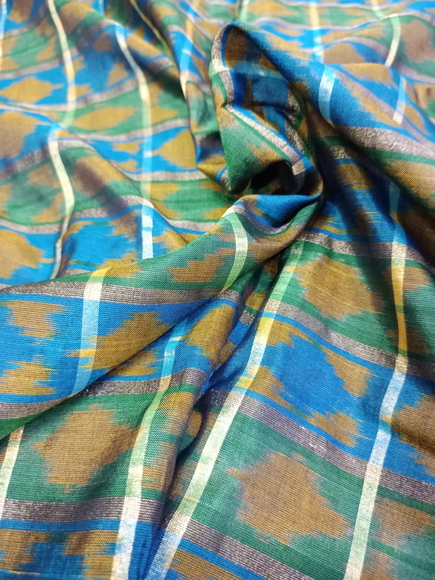 Woven Pure Soft Silk Double Ikat Handloom Fabric
