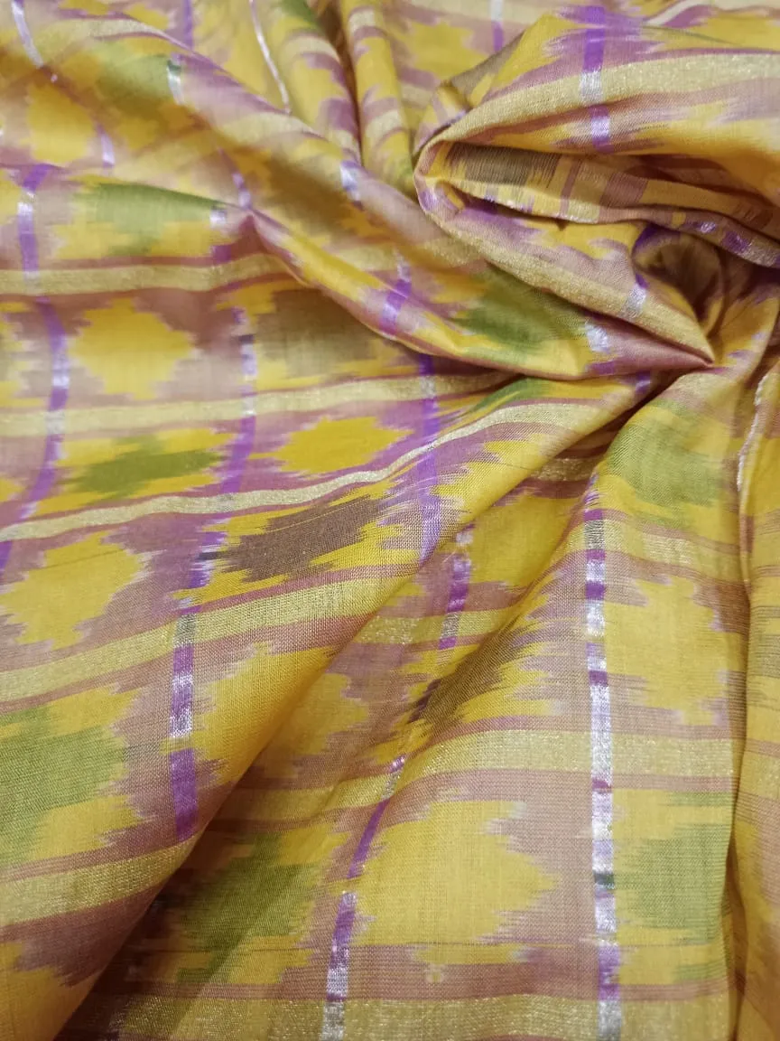 Woven Pure Soft Silk Double Ikat Handloom Fabric