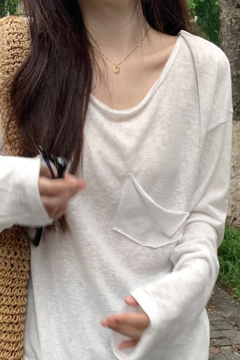 WR3392 Loose Fit Sheer Sweatshirt Top