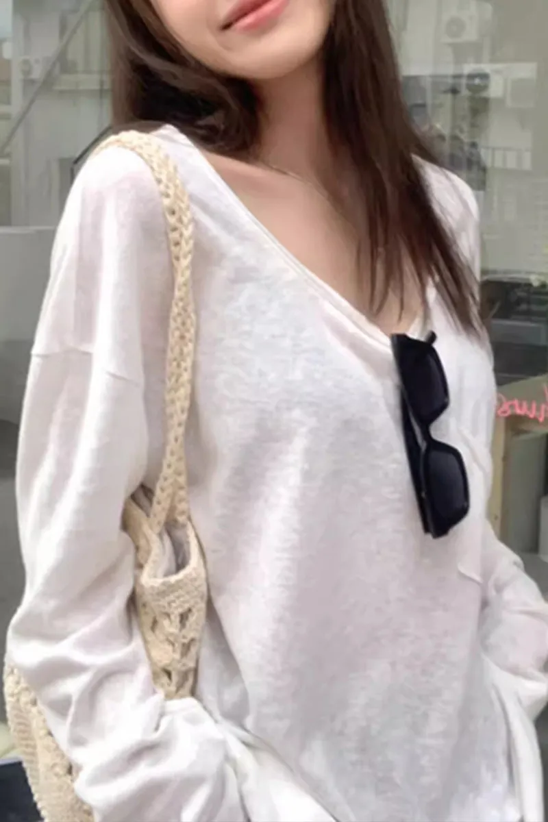 WR3392 Loose Fit Sheer Sweatshirt Top