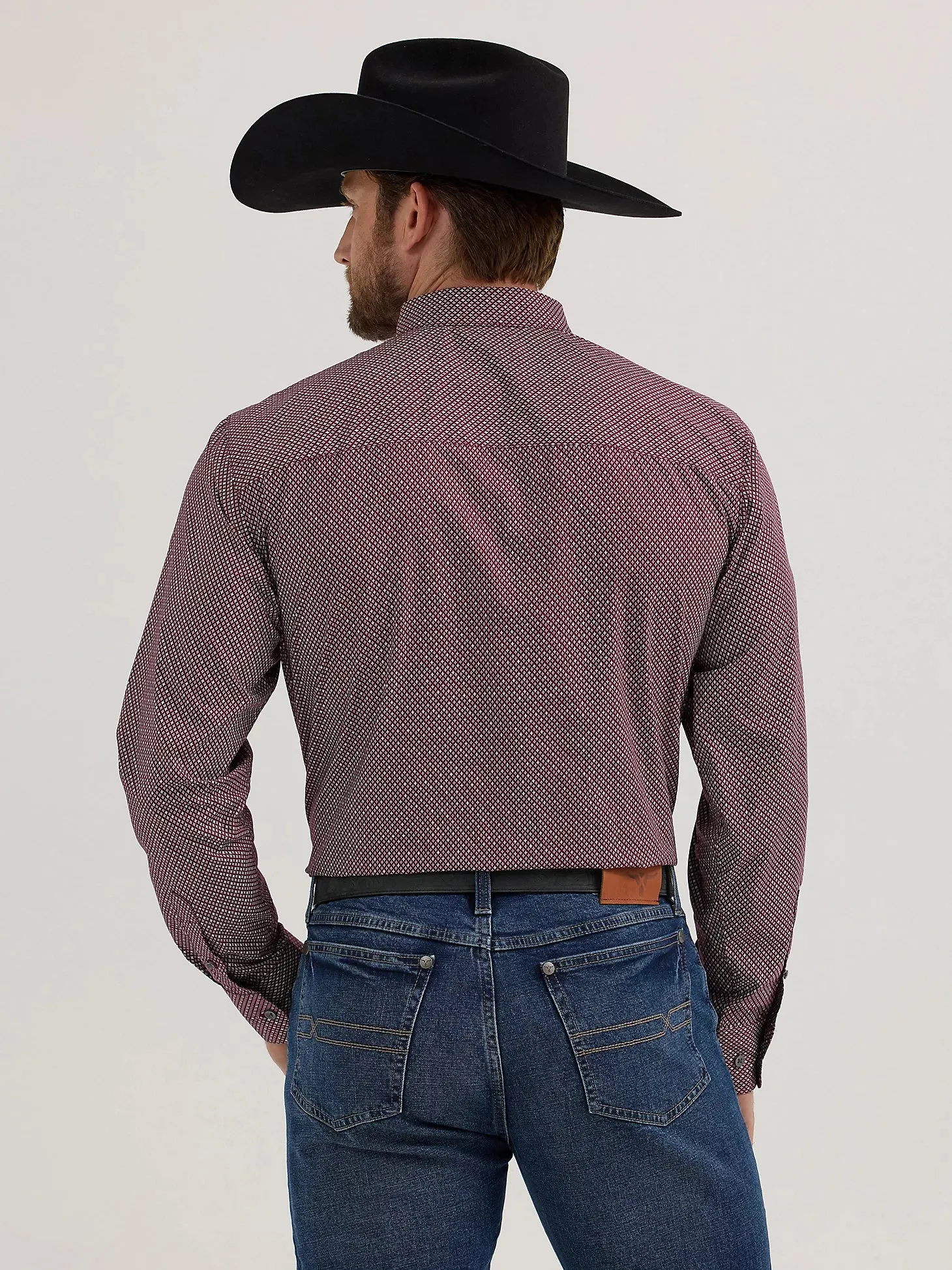 WRG MNS Cody Johnson Button Down Shirt Burgundy Diamond 112357679