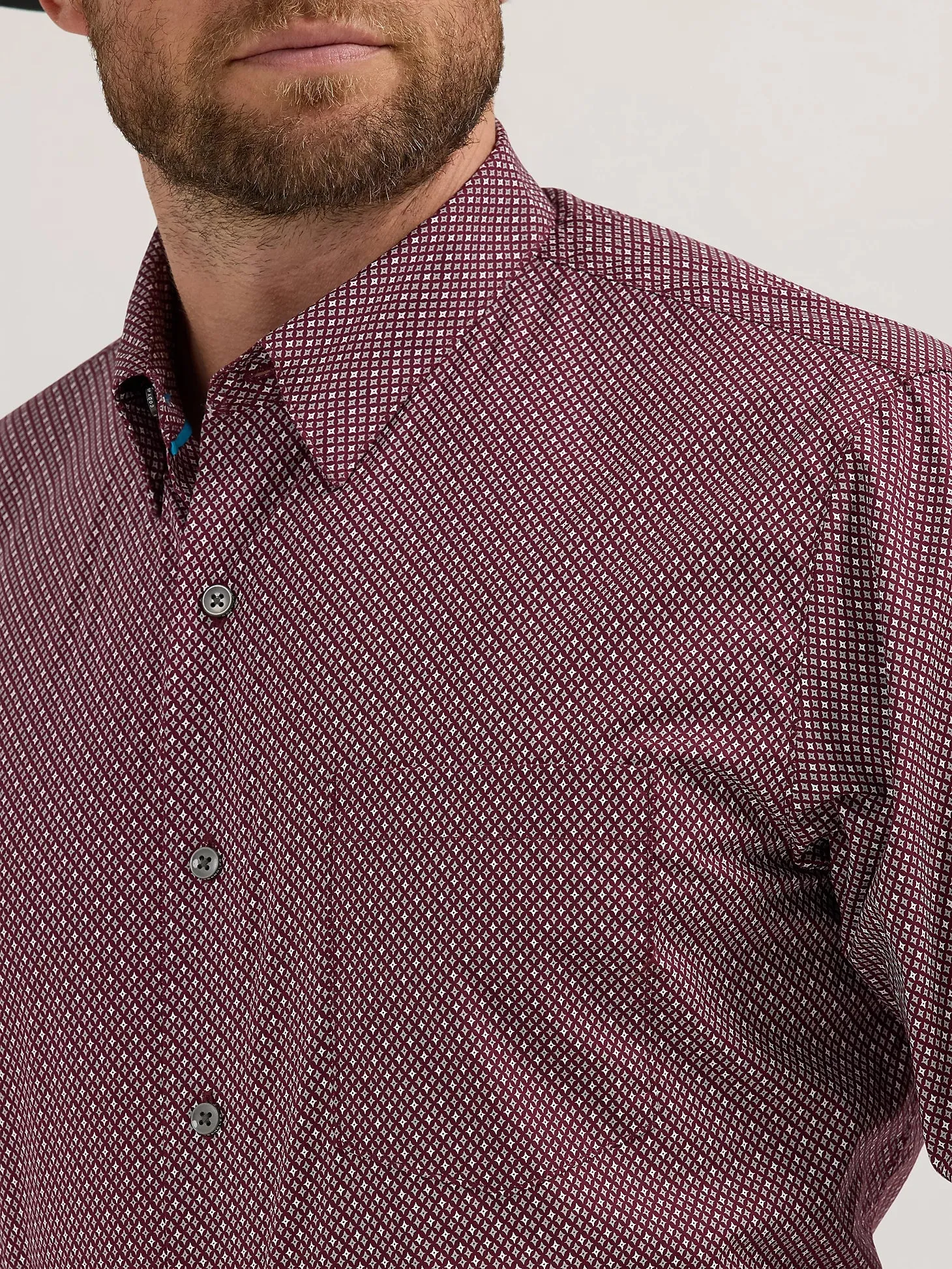WRG MNS Cody Johnson Button Down Shirt Burgundy Diamond 112357679