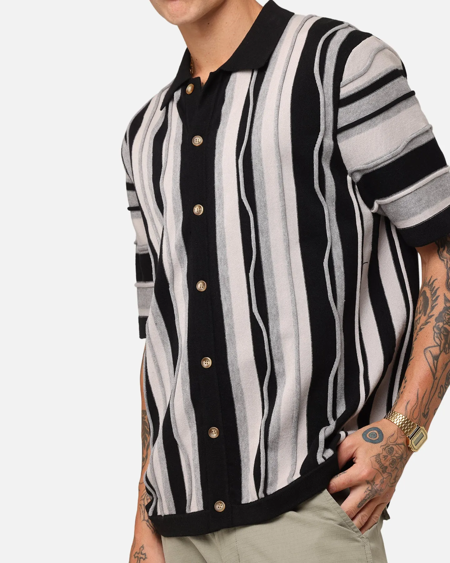 XXIII Coogee Button Up Shirt Black/Grey