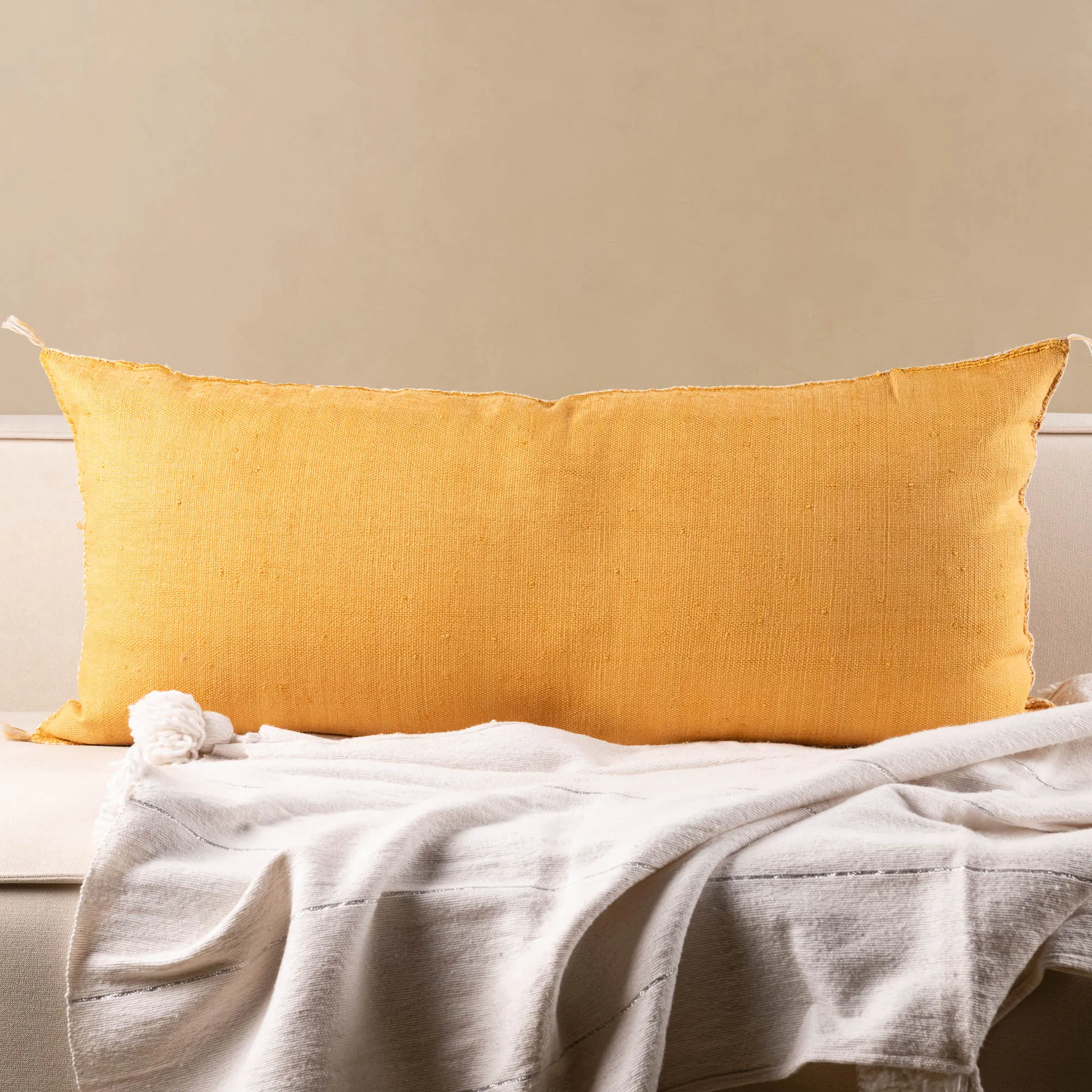 Yellow Cactus silk pillow cover