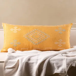Yellow Cactus silk pillow cover