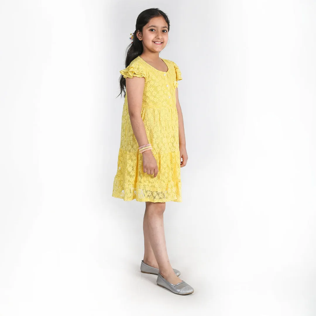 Yellow Net Floral Frock