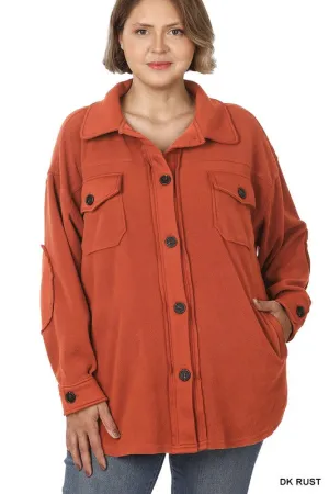 ZENANA Plus Oversized Basic Fleece Shacket