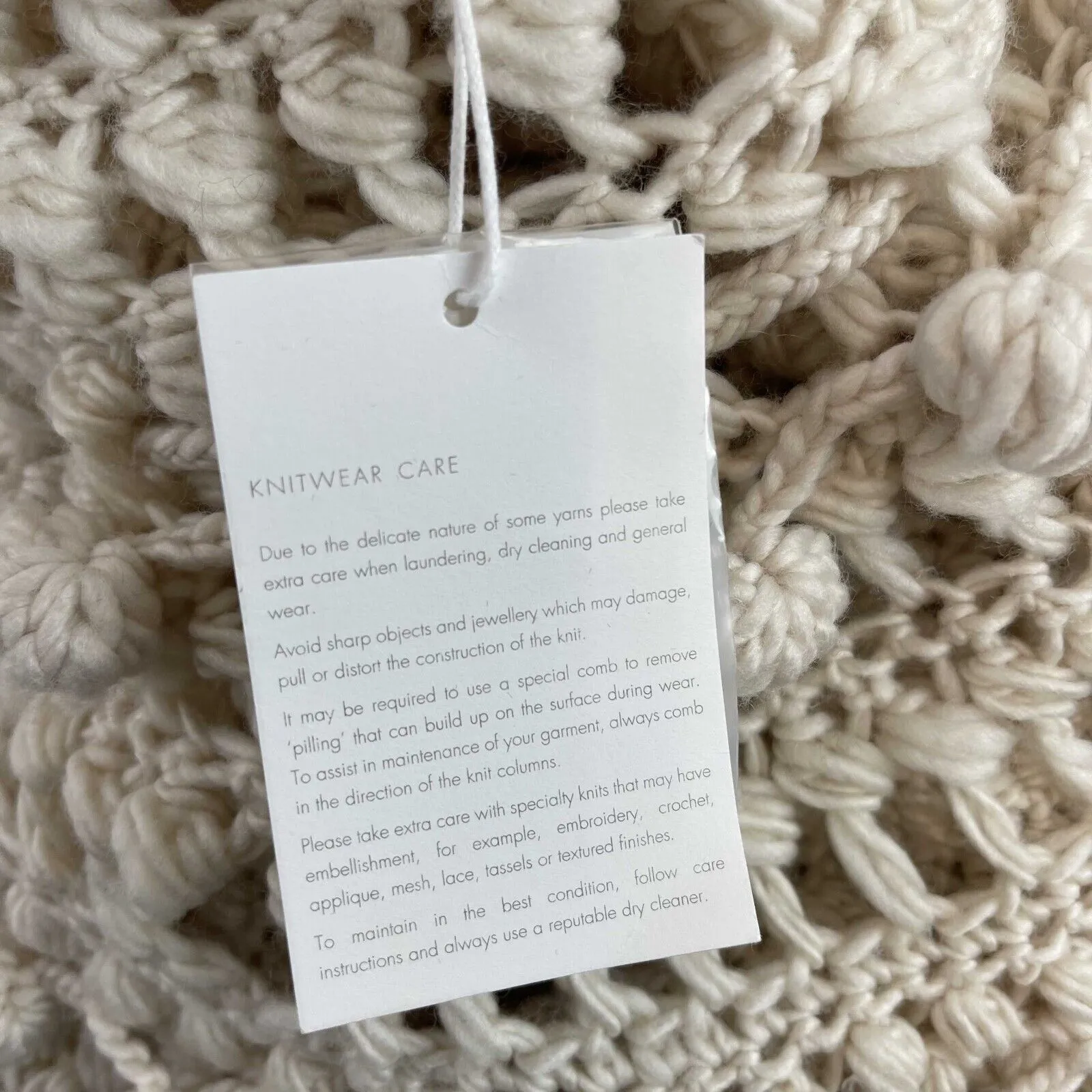 Zimmermann NEW 2022/23 FW pompon hand knit Crocheted poncho cape O/S Cream